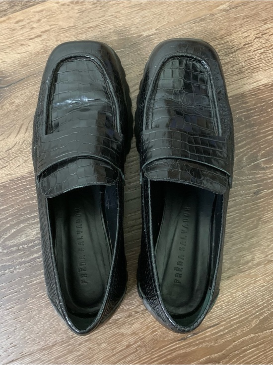 Shoes - Freda Salvador black croc embossed lug sole loafers comfort lite 10